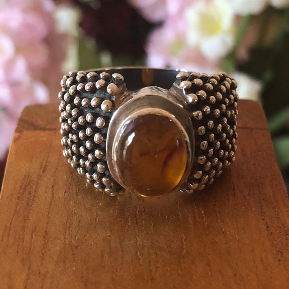 Silpada Beaded Sterling Silver Amber Ring R0893 - Picture 6 of 8